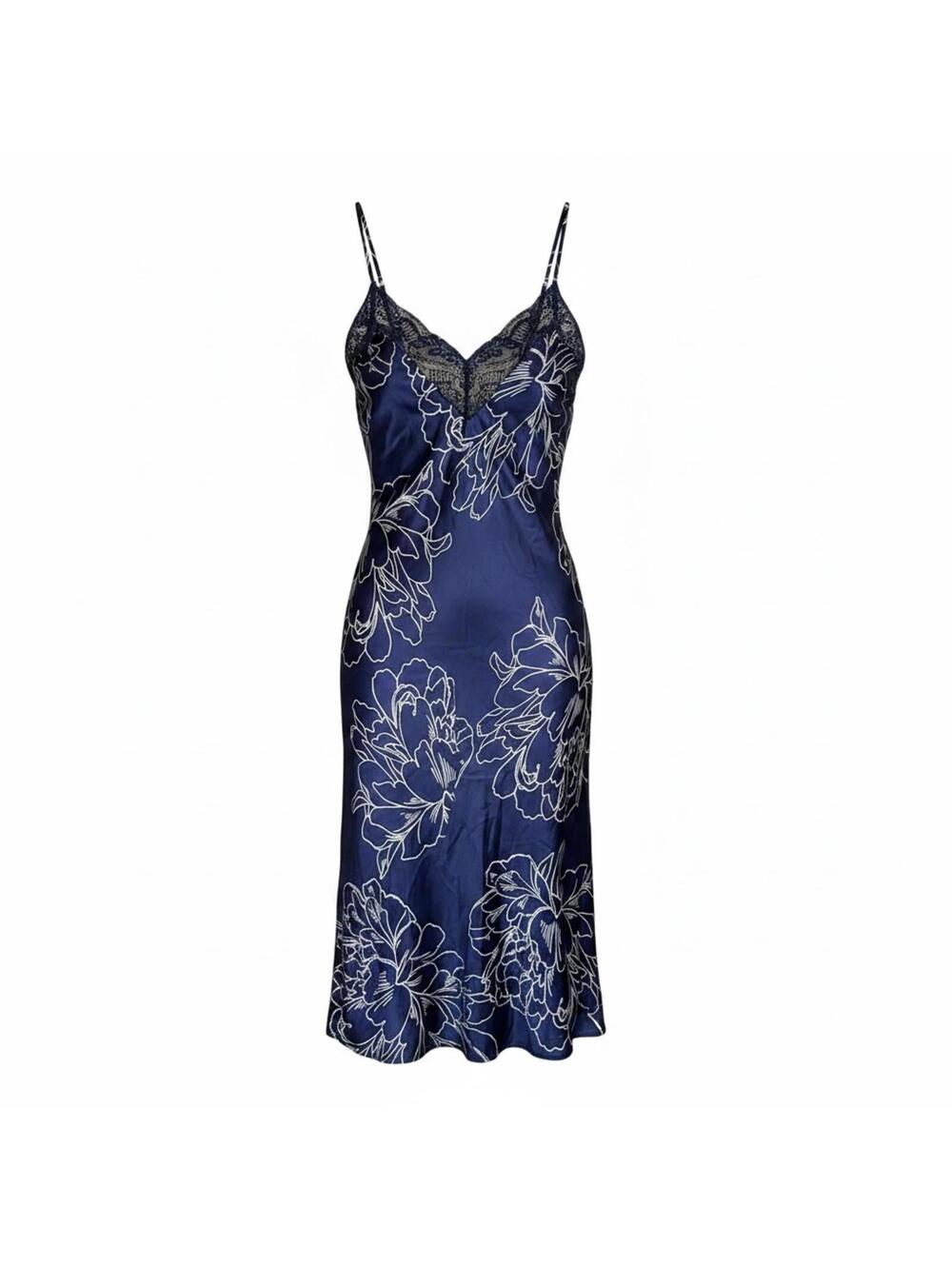 NWT In Bloom by Jonquil Slip Dress M Blue Floral Lace 90s Coquette